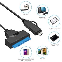 2024 USB3.1 naar SATA Easy Drive-kabel Type-c USB3.0 twee-in-één harde schijf-adapterkabel 50 cm