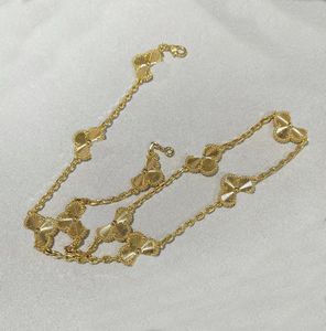 Collier avec pendentif en forme de fleurs, matériau en or 2024 V, breloque de qualité de luxe, 10 pièces, plaqué or, avec tampon de boîte, PS7471B