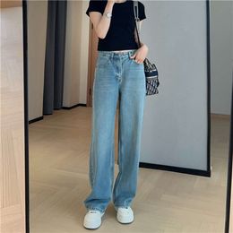 2024 V-WAIST EDICIÓN NIGRA Pierna ancha Jeans Pantalones de piso para mujer con un alto nivel de sensación de drapeado