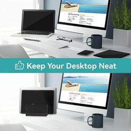 2024 Vaydeer Plastic Vertical Stand Stand Solder Adjustable Desktop Notebook Dock Espace Économie 3 en 1 Tablette du support d'ordinateur