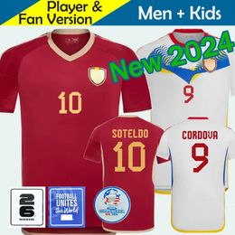 2024 Venezuela Soccer Jerseys Kit para niños 24/25 Equipo nacional Camiseta de fútbol Hombres Hogar Rojo Visitante Blanco Camisetas Copa América CORDOVA SOTELDO RINCON BELLO SOSA RONDON