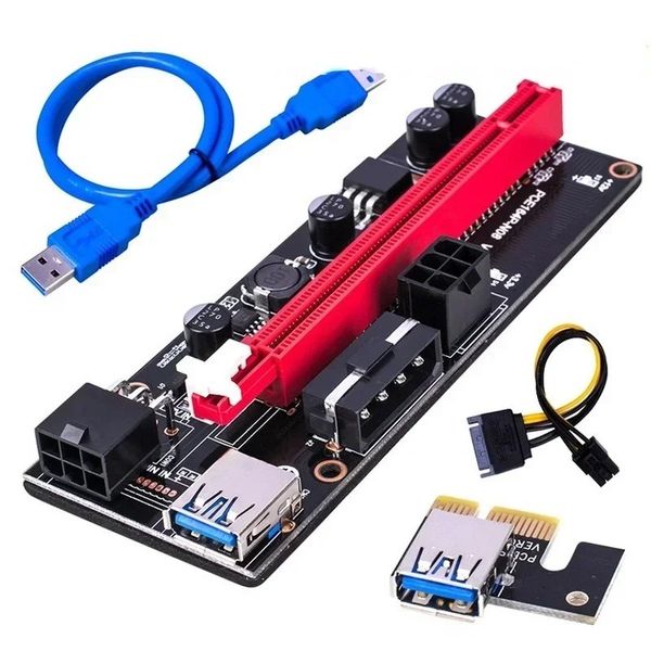 2024 VER009S PCI-E CARTE DE RISER DUAL 6PIN ADAPTER CARTE PCIE 1X À 16X CABLE DE DONNÉE CARTE USB3.0 pour BTC Mining Miner 009S Express