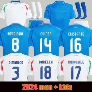 2024 Verratti Soccer Jersey Jorginho Insigne Verratti Bonucci Camisas de fútbol para niños Chiesa Barella Chiellini Pellegrini Sanniversary