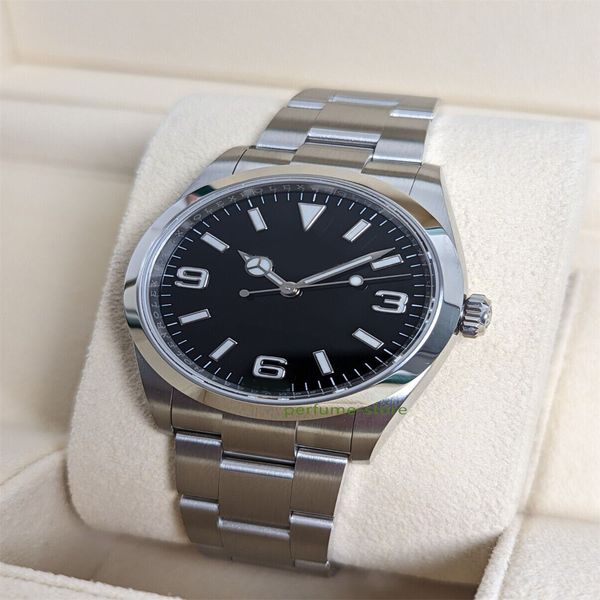 2024 Version World Brand World Explorer Men's Black Watch 14270 36MM Automatic Eta Cal.3235 Reloj de garantía de 2 años para hombres 443448
