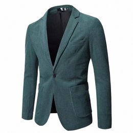 2024 Vinatge Green Costumes pour hommes Elegant Blazer Masculino Slim Fit Busin Party Dr Jackets Collean Mens Making Suit Magas Q317 #