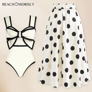 2024 Vintage 3D Bloem Zwart-wit Bowtie Badpak Rok Badmode Vrouwen Bikini set Beachwear Badpak 240223