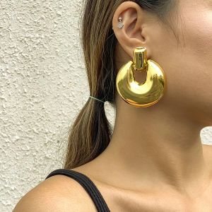 2024 Vintage Gold Drop Earrings Dames Gothic Punk Geometry Statement Dange Ooringen mode sieraden hanger oorbellen feestartikelen