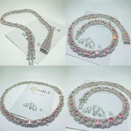 2024 VVS Moissanite Pink Heart Out Link Chain Fashion Fashion Sailor Moon Custom Sterling Sier Women Jewelry Cabello cubano Calidad original