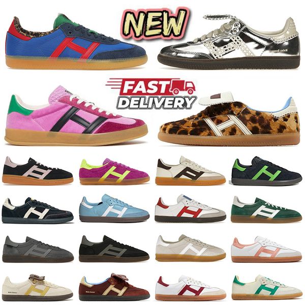 2024 Pays de Galles Bonner Chaussures Leopard Print Casual Shoe for Men Women White White Core Black Collegiate Green Gum Flat Sports Sneakers Low Plate-Forme Fashion