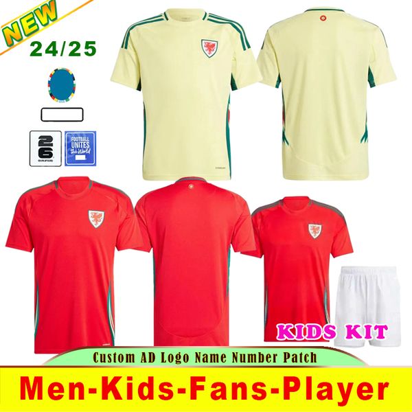 2024 Wales Johnson Soccer Jersey Euro Cup Cymru National Team Kids Kit Full Full Uniform Brooks Williams Davies Brooks Wilson Ampadu Men Home Away Football Shirts