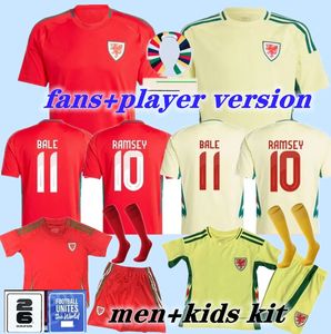 2024 Jersey de fútbol de Gales 24/25 Home Red Allen Bale Ramsey Camiseta National Team James Wilson Brooks Giggs Away Kits Kit de fútbol