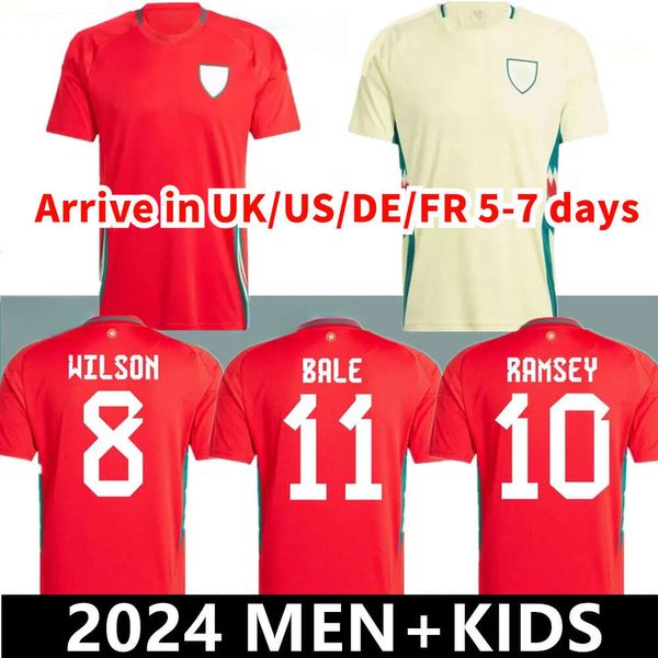 2024 Maillot de football du Pays de Galles 24/25 Home Red Allen Bale Ramsey Team National Team James Wilson Brooks Giggs Away Men Kids Kit Football Uniforme
