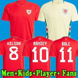 2024 Pays de Galles Soccer Jerseys BALE WILSON ALLEN RAMSEY 24 25 Fans de joueurs Équipe nationale Rodon VOKES Maillot de football à domicile 2025 Hommes Kit enfants Uniformes Chemises de football