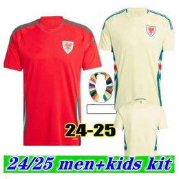 2024 Wales Voetbalshirts BALE WILSON ALLEN RAMSEY world National Team cup Rodon VOKES Thuisvoetbalshirt Korte mouw Uniformen voor volwassenen fans spelersversie