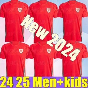 2024 Maillots de football du Pays de Galles JAMES BALE 24 25 Chemises de football galloises JOHNSON N.WILLIAMS RODON T.ROBERTS CABANGO LEVITT MOORE THOMAS Maillot kit enfant homme