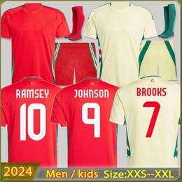 2024 Wales Soccer Jerseys Kids Kits Johnson Bale Wilson Allen Ramsey World National Team Cup Rodon Home Football Korte mouw Volwassen fans Shirt Waless 82 Retro Jersey