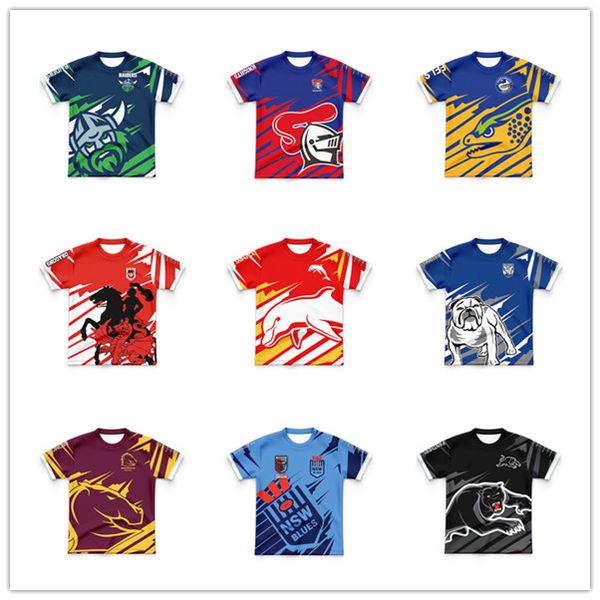 2024 Warriors Broncos Dolphins Eels Knights Storm Raiders Dragons NSW Blues Panthers Maillot de rugby de pêche autochtone pour enfants garçons et filles