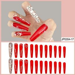 2024 Dragen Nagel, Fake Nail Patch, Long Ballet Nail, Love and Diamond Combinatie, Glanzend en volwassen, klaar voor groothandel, afgewerkte PFor Nail Art Supplies