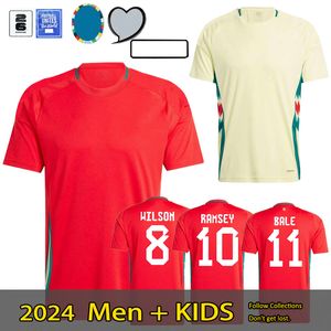 2024 Welsh voetbalshirt Wilson Ramsey Bale Europees kampioenschap Nieuw 2025 Nationaal Team voetbalshirt Heren Home Red en Away Yellow Heren Uniform Brooks Johnson