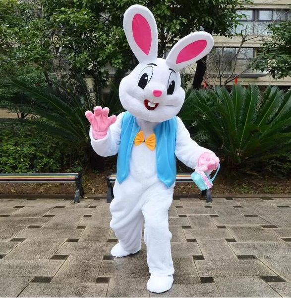 2024 Blanc Bunny Bugs Costumes De Mascotte De Noël Fantaisie Robe De Personnage De Dessin Animé Costume Costume Adultes Taille Carnaval Pâques Publicité Thème Vêtements