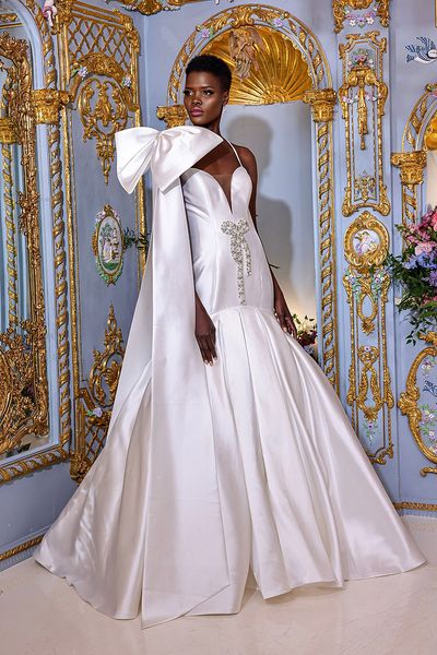 2024 Vestido de boda de mancha de cuello en V blanco 2024 con tinte en V merma con cremallera de barrido de arco grande de arco desmontable Vestido de novia Vestidos de Novia