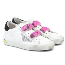 2024 White Italy Kids Size Childrens Casual zapatos Classic Do-Old Dirty Gold Glitter Loop Supters de cuero Super Star Shoe Metal Lettering 19-34 7RKB