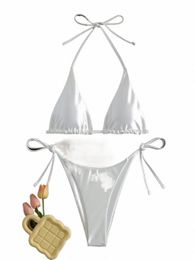 2024 String blanc Bikini Triangle maillot de bain femmes licou maillots de bain femmes baigneurs maillot de bain maillot de bain maillots de bain K6mv #