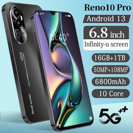 2024 Vente entière bon marché tout nouveau smartphone Reno10 Pro 1GB + 16 Go grand écran de 6,8 pouces smartphones Student Android Cell téléphones déverrouiller un grand écran tactile