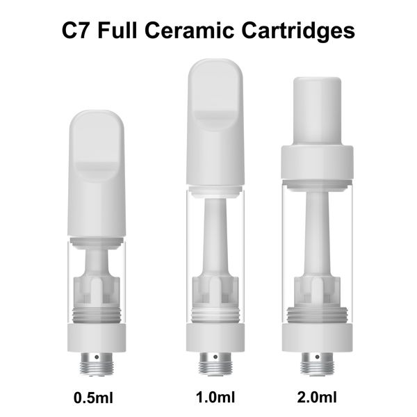 2024 En gros 0,5 g 1,0 g 2,0 g de colophane vivant 1,0 ml vaporisateur blanc cartomizer en céramique complet 510 Fil d'huile épaisse vide sans fuite 510 Cartouche de stylo vape en céramique jetable Us