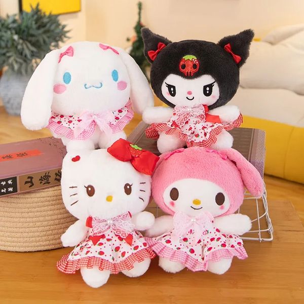 Jouet en peluche Kuromi de 25cm, oreiller mignon pour filles, robe fleurie, mélodie, vente en gros, nouvelle collection 2024