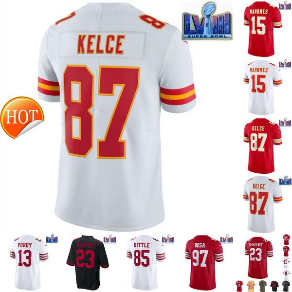 2024 Menores al por mayor niños Christian Brock Patrick Purdy George Jersey Ceedee Nick Travis McCaffrey Fred Mahomes Kelce Bosa Kittle Warner todas las camisetas cosidas