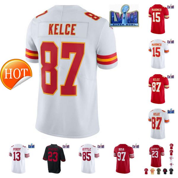 2024 Menores para hombres al por mayor niños Christian Brock Patrick Purky George Jersey Clothing Nick Travis McCaffrey Fred Mahomes Kelce Bosa Kittle Warner todas las camisetas cosidas