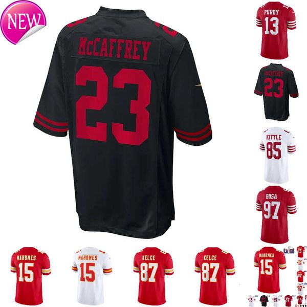 2024 Menores al por mayor niños Christian Brock Patrick Purdy George Jersey Saquon Nick Travis McCaffrey Fred Mahomes Kelce Bosa Kittle Warner todas las camisetas cosidas 4xl