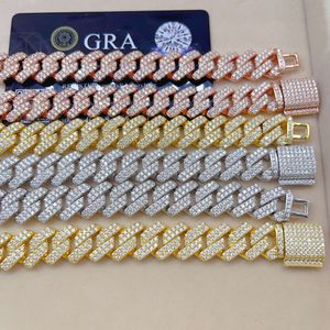 2024 Precio al por mayor Cadenas esterlinas para hombres Pure 925 Collar de plata VVS Moissanite Cuba Link Chain