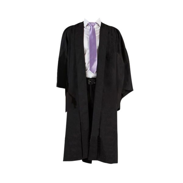 2024 vestido académico negro al por mayor de la universidad del vestido de la graduación de la universidad del vestido del soltero del Reino Unido