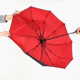 2024 winddichte dubbele laag resistent paraplu Volledig automatische regen mannen vrouwen 10k sterke luxe zakelijke bedrijven mannelijke grote paraplu's parasol voor