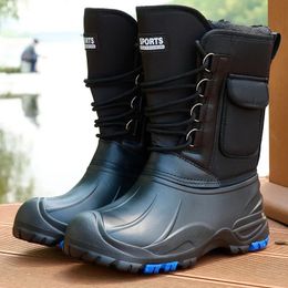 2024 Zapatos de algodón de invierno impermeables con clavos de acero para montañismo nevado, botas de pesca para hombres con zapatos cálidos engrosados de felpa 231226