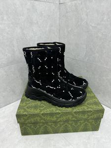 Bottes mi-tube en laine et daim de vache pour femme, broderie électrique, à la mode, taille 35 à 40, hiver 2024