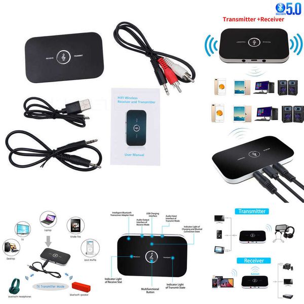 2024 transceptor de Audio inalámbrico Bluetooth 5,0 RCA 3,5 Mm AUX Jack USB Dongle estéreo música adaptador de coche PC TV