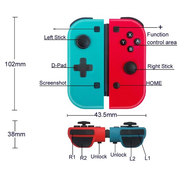 2024 Manette de jeu sans fil Bluetooth Pro pour Nintendo Switch Poignée sans fil Joy-Con Poignée gauche et droite Contrôleurs de jeu avec boîte de vente au détail
