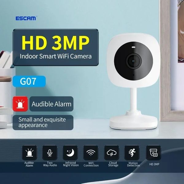 2024 Wireless WiFi G07 Détection de mouvement 3MP Détection de mouvement Sound Alarm Cloud Storage Two-WayAudio Night Vision Camera1.Pour le wifi sans fil