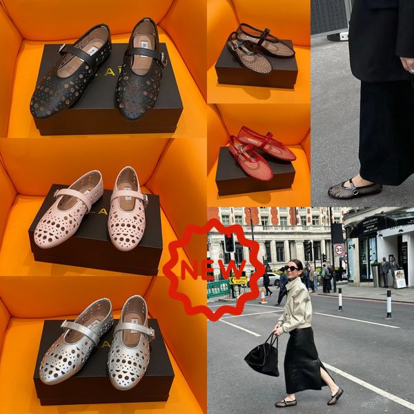 2024 avec boîte Designer Sandale Ballet Slipper Slider Sylat Drys Chaussures dansant Femmes Round Toe Righestone Boat Chaussures Chaussures rivetées Taille 35-40 Gai Black