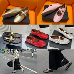 2024 avec boîte de chaussures habillées designer sandale ballet slipper coulissant plat danse pour femmes en cuir en cuir en cuir Gai 35-40
