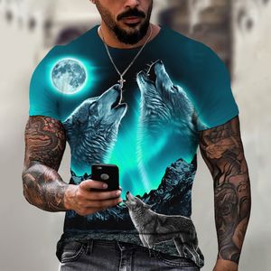 2024 Camiseta de lobo para hombre Camiseta de manga corta con estampado de animales Camiseta informal 3D para hombre de calle Camiseta de gran tamaño para hombre Ropa vintage001