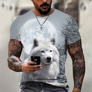 2024 Wolf T-shirt pour hommes imprimé animal à manches courtes Top 3D Casual Street T-shirt surdimensionné T-shirt hommes Vintage Clothing002