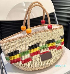 Sacs de plage en paille pour femmes, panier, sac à main, fourre-tout, paniers d'extérieur en crochet, plusieurs couleurs, 2024