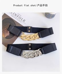 2024 Cinturón de mujer Moda de lujo Mujer Cadena de plata dorada Cinturones elásticos Accesorios de vestir Señoras Estiramiento Correa de cintura Cintura Moda regalo de lujo ligero 03