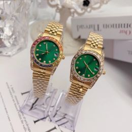 2024 Reloj con incrustaciones de diamantes de colores para mujer Relojes automáticos de cuarzo de 31 mm Bisel de acero inoxidable para mujer Reloj de dama con diamantes Relojes de pulsera luminosos a prueba de agua