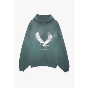 2024 Femmes concepteurs à sweat à capuche lavé Green Spray Fried Eagle Imprime en toison usé Pullover à capuche Pullover Sweatshirts Bing