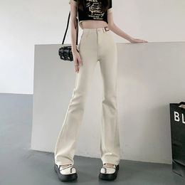 2024 femmes mode Flare Stretch jean blanc maigre cloche bas pantalon taille haute femmes doux Denim pantalons longs 231228